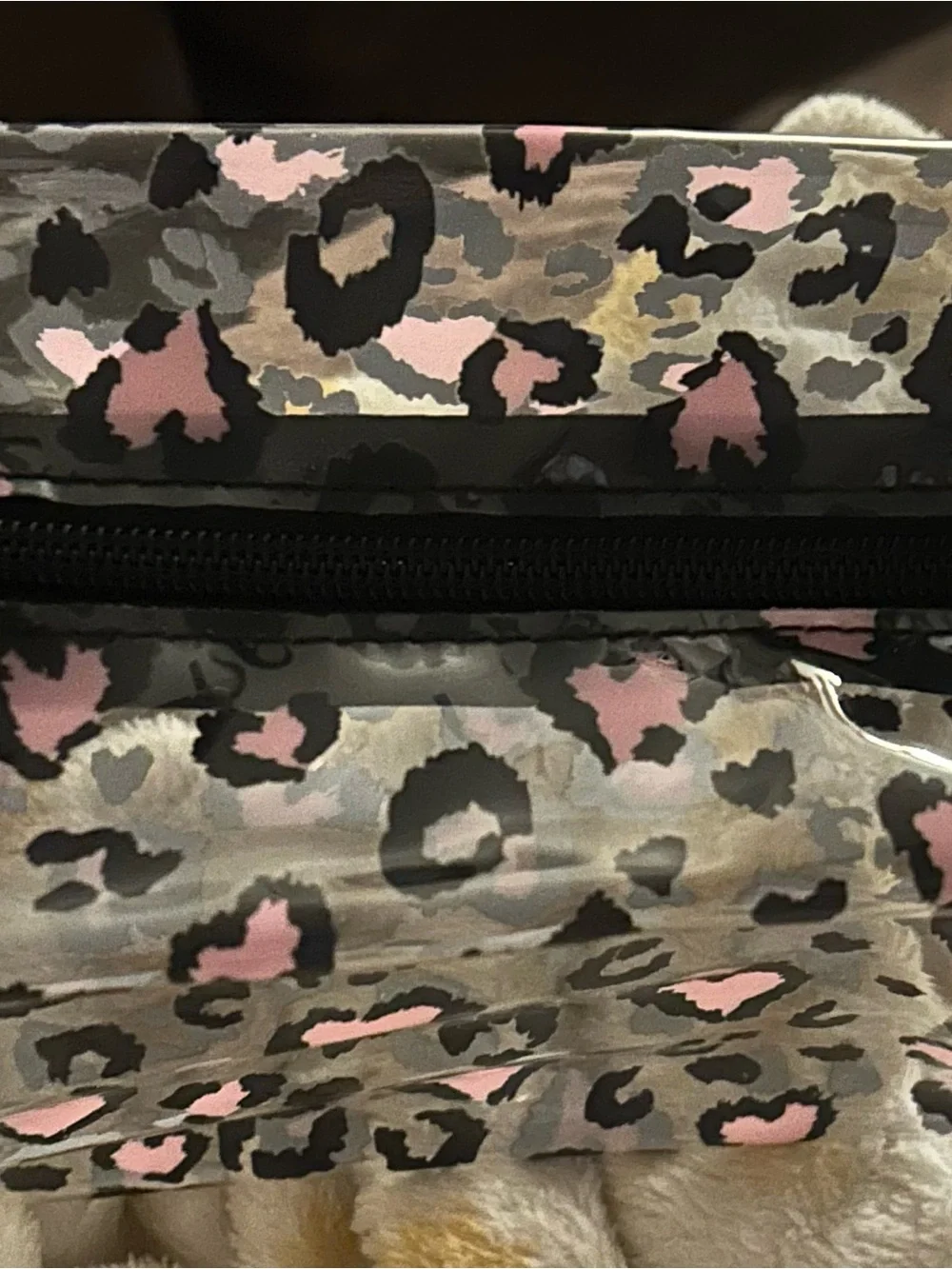 Clear Pink Leopard Print Cosmetic Bag - Women Bags